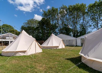 Furnished Bell tents at Glastonbury Festival for luxury glamping