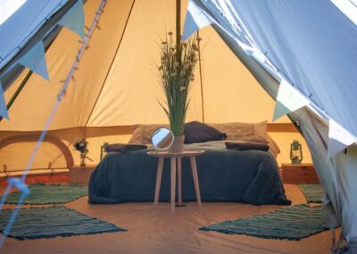 Spacious 5 metre bell tents for up to 4 guests