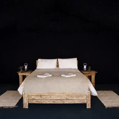 Starlight safari tent with black lining and ceiling stars